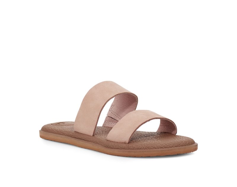 Sanuk Yoga Gora Leather Women's Flip Flops Rose | Canada 7YXF